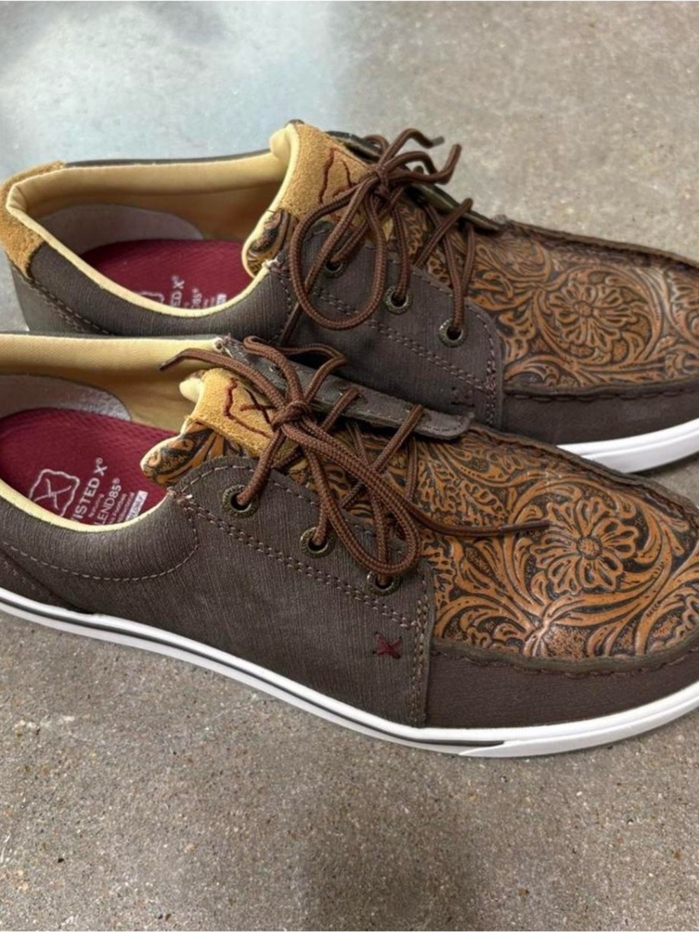 Twisted X Brown Floral-Tooled Women's Sneakers